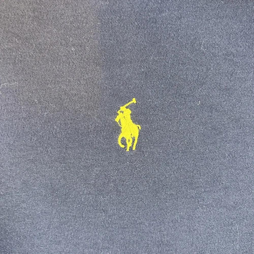 Polo Ralph Lauren Long Sleeve Polo Shirt Men XL Navy Blue Yellow Pony Golf Rugby